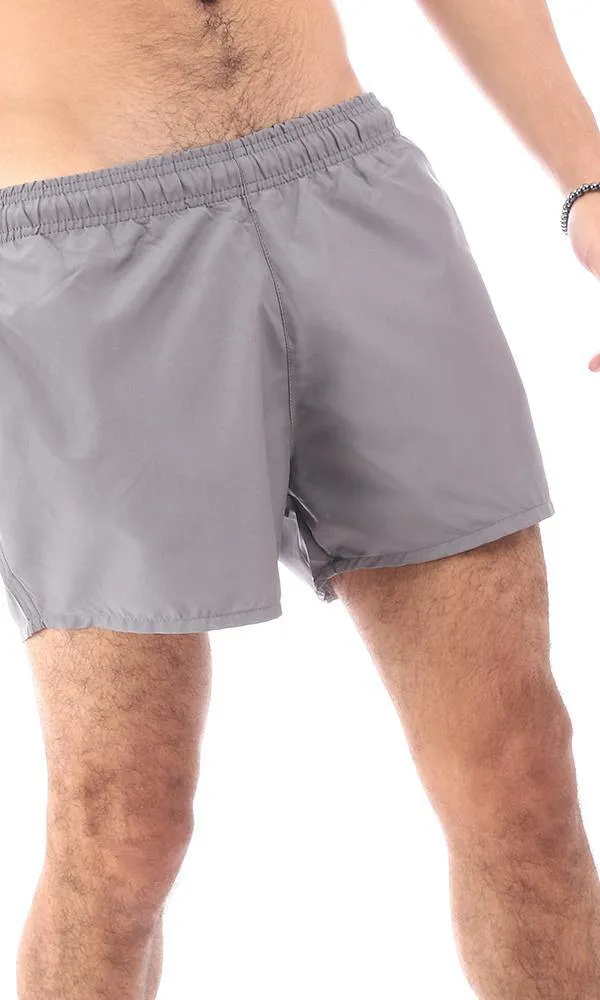 95675 Side Pockets Dark Grey Solid Swim Shorts