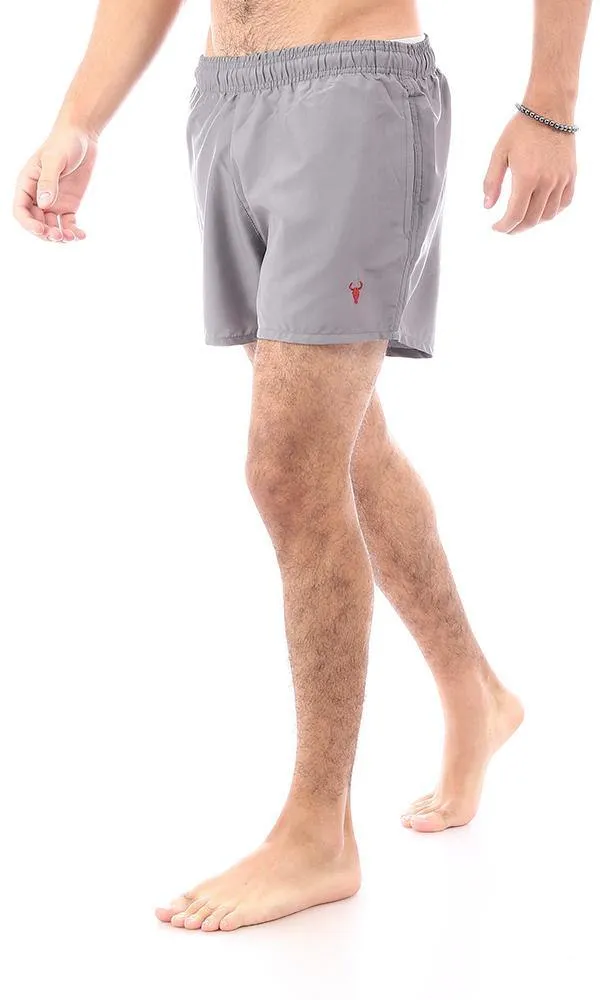 95675 Side Pockets Dark Grey Solid Swim Shorts