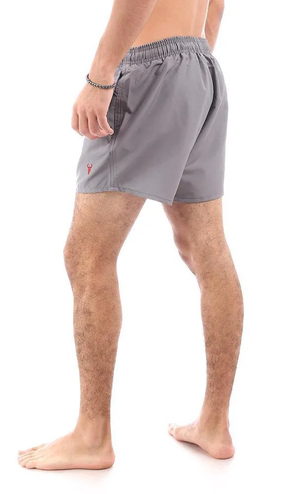 95675 Side Pockets Dark Grey Solid Swim Shorts