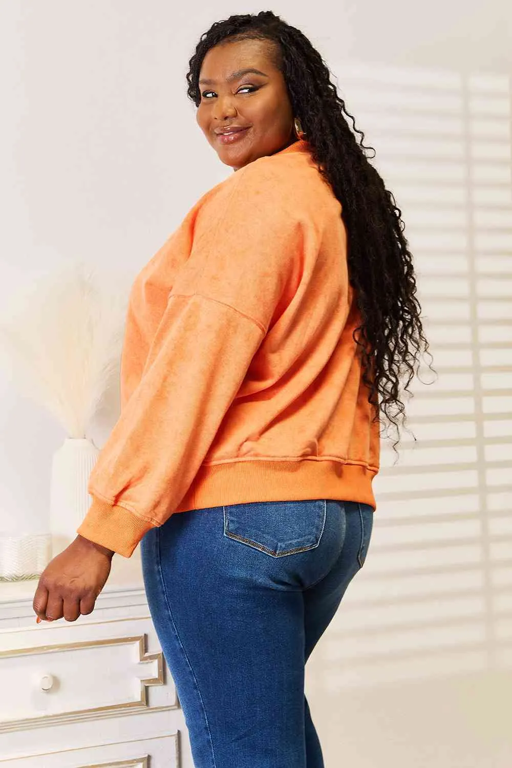 Arlene Basic Bae Round Neck Dropped Shoulder Sweatshirt