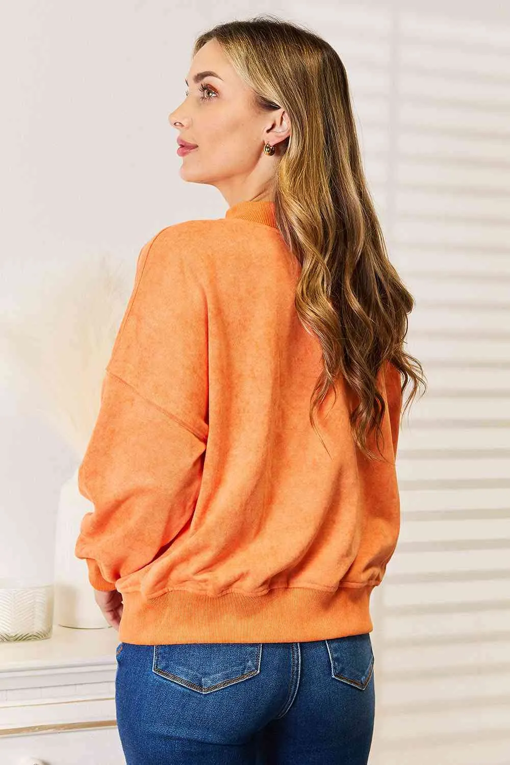 Arlene Basic Bae Round Neck Dropped Shoulder Sweatshirt