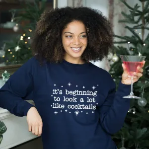 Beginning to Look Like Cocktails Navy Sweatshirt