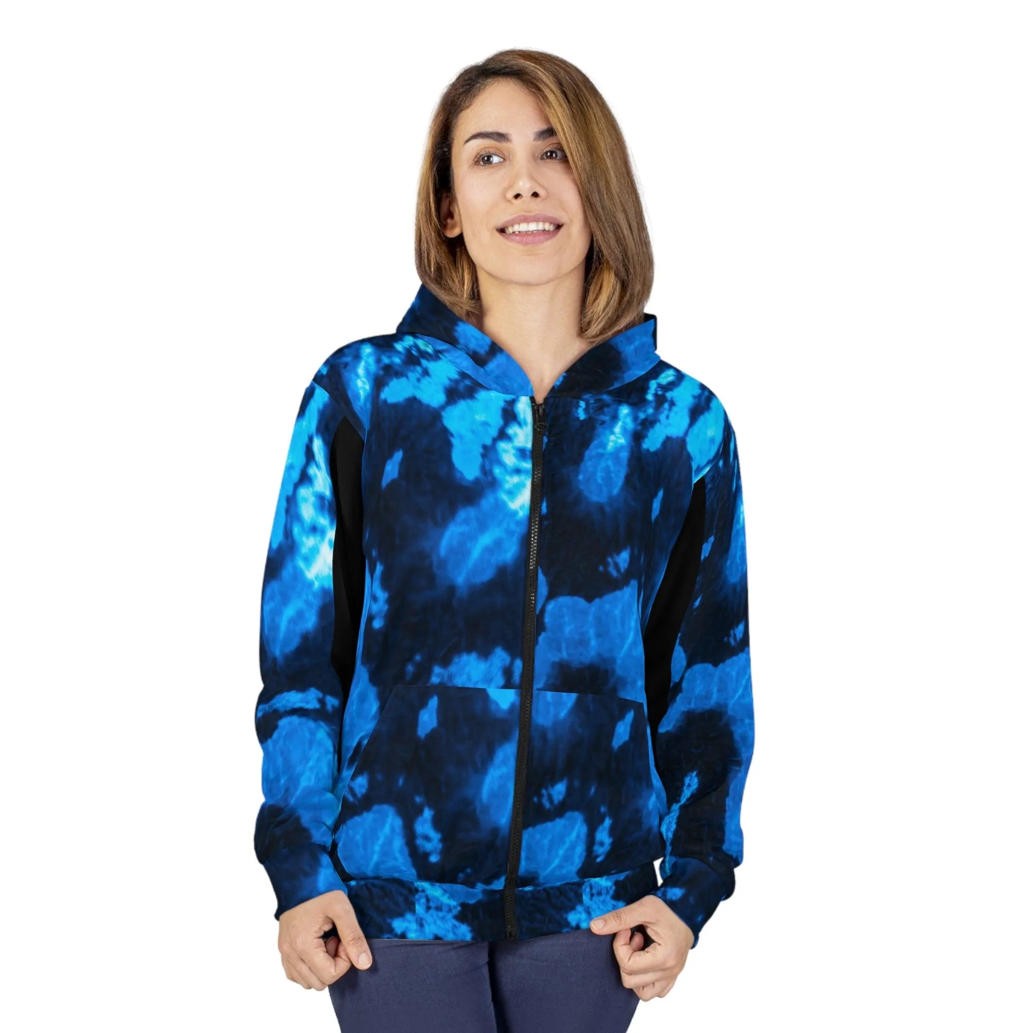 Blue Lava Unisex All-Over Print Zip Hoodie – Cozy Custom Winter Style