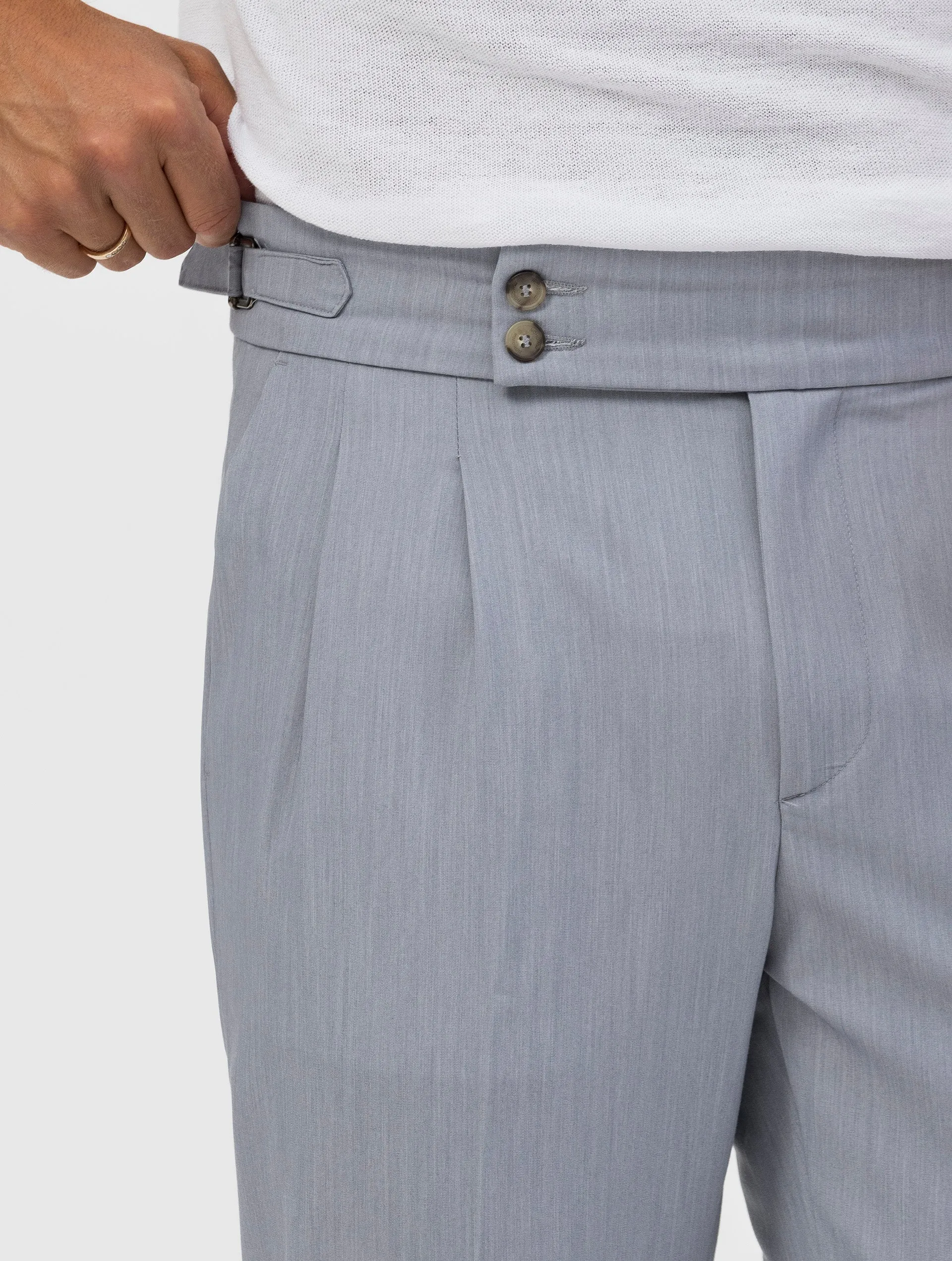 CALEB DOUBLE PINCES PANTS IN GREY