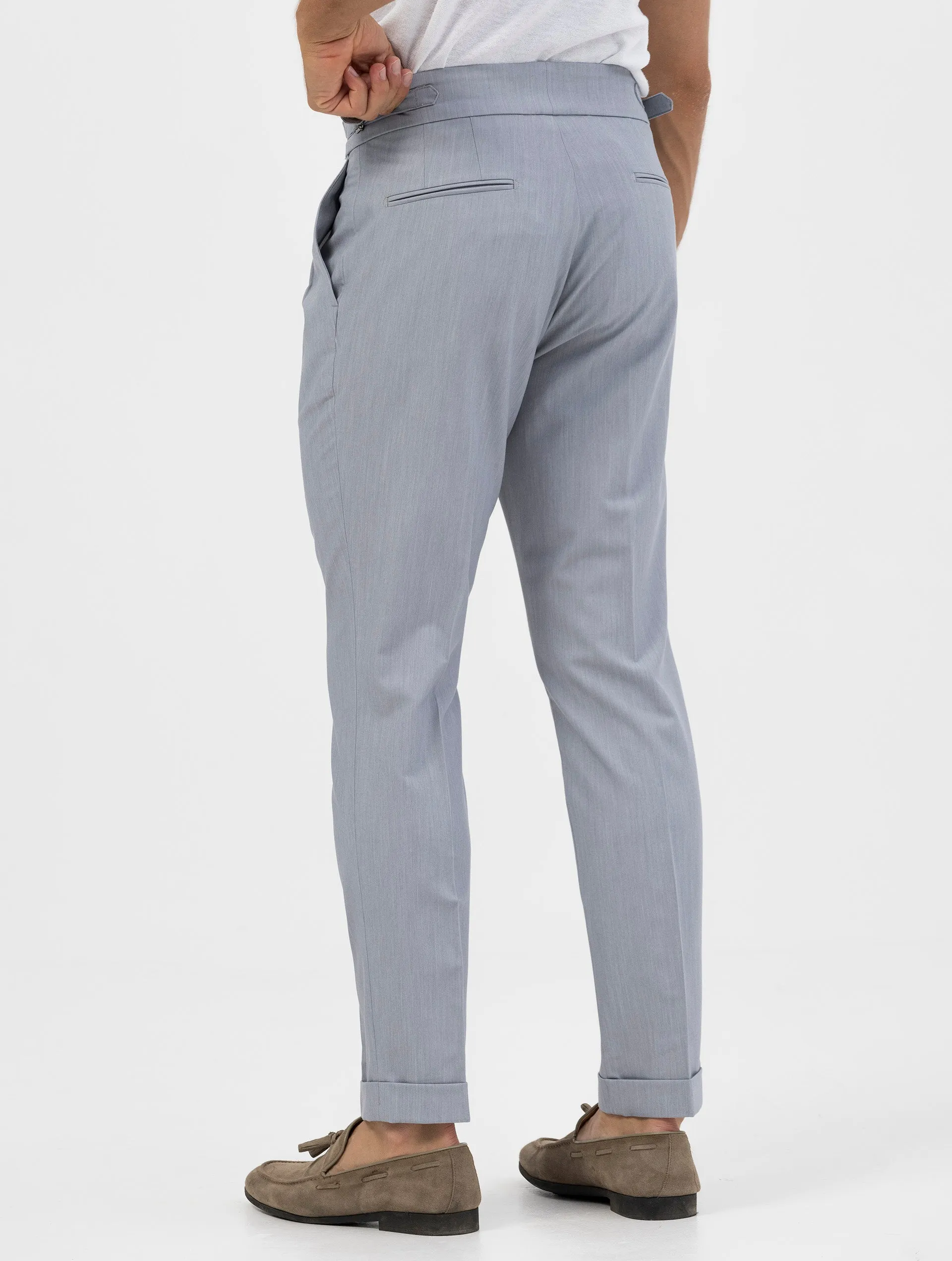 CALEB DOUBLE PINCES PANTS IN GREY