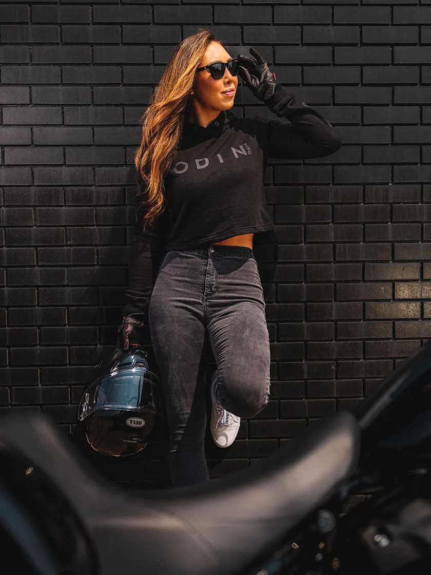 Classic Blackout logo Cropped Hoodie - Womens