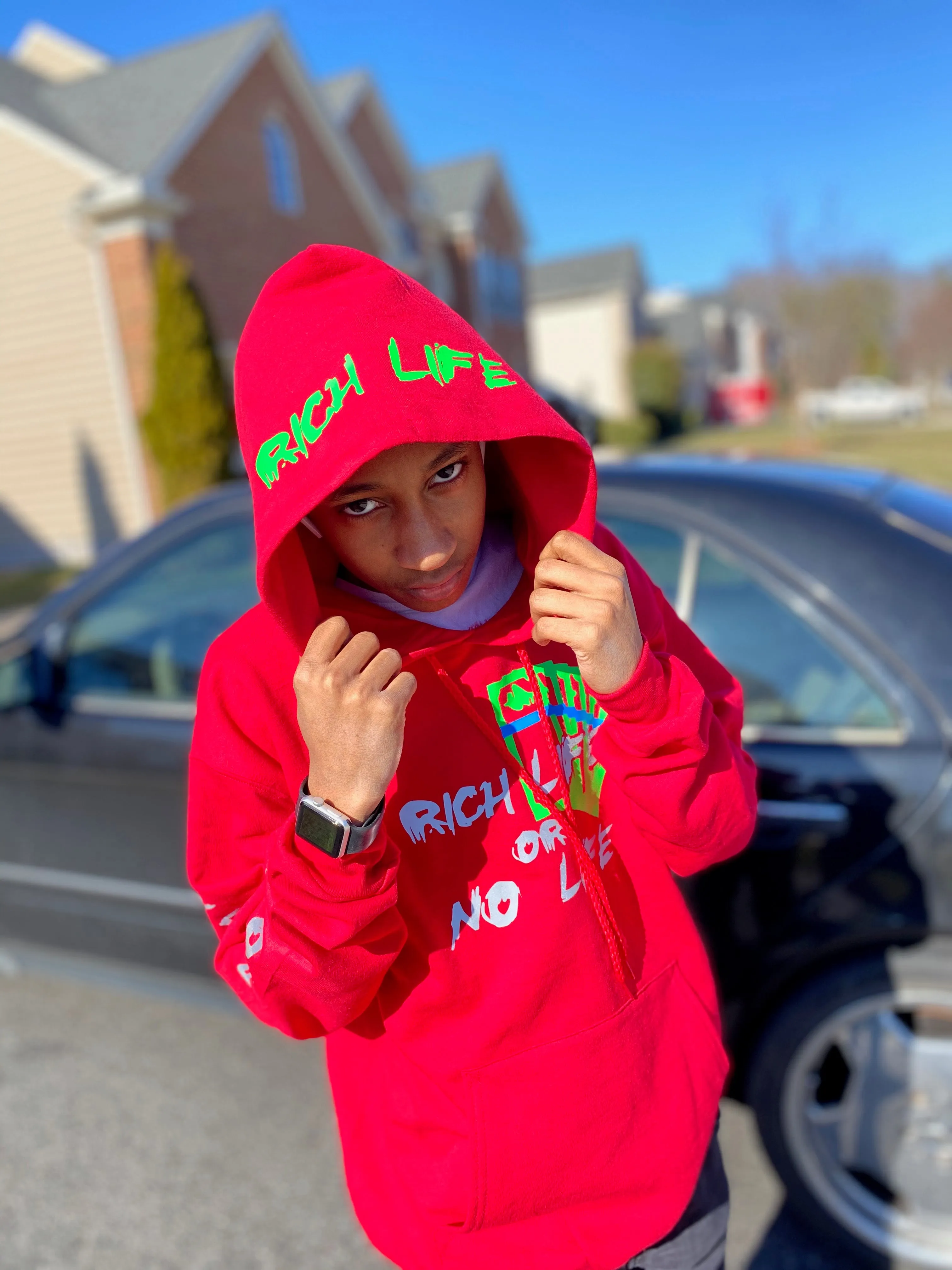 Classic Red “Rich Life” Hoodie