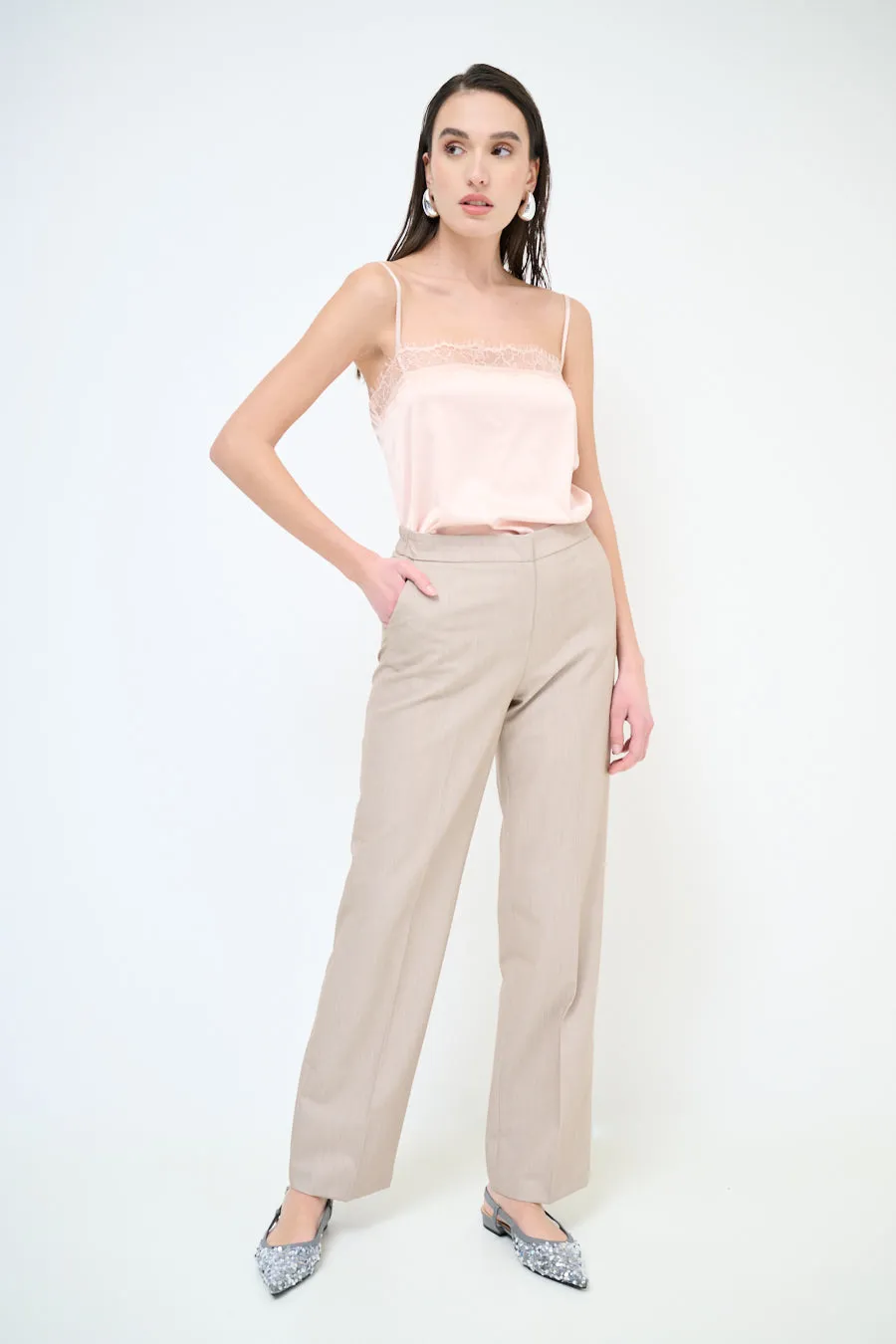Classic straight leg tailored trousers wholesale