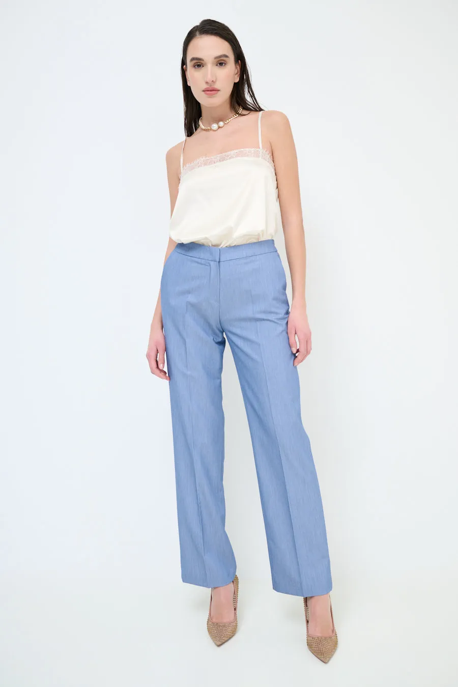 Classic straight leg tailored trousers wholesale