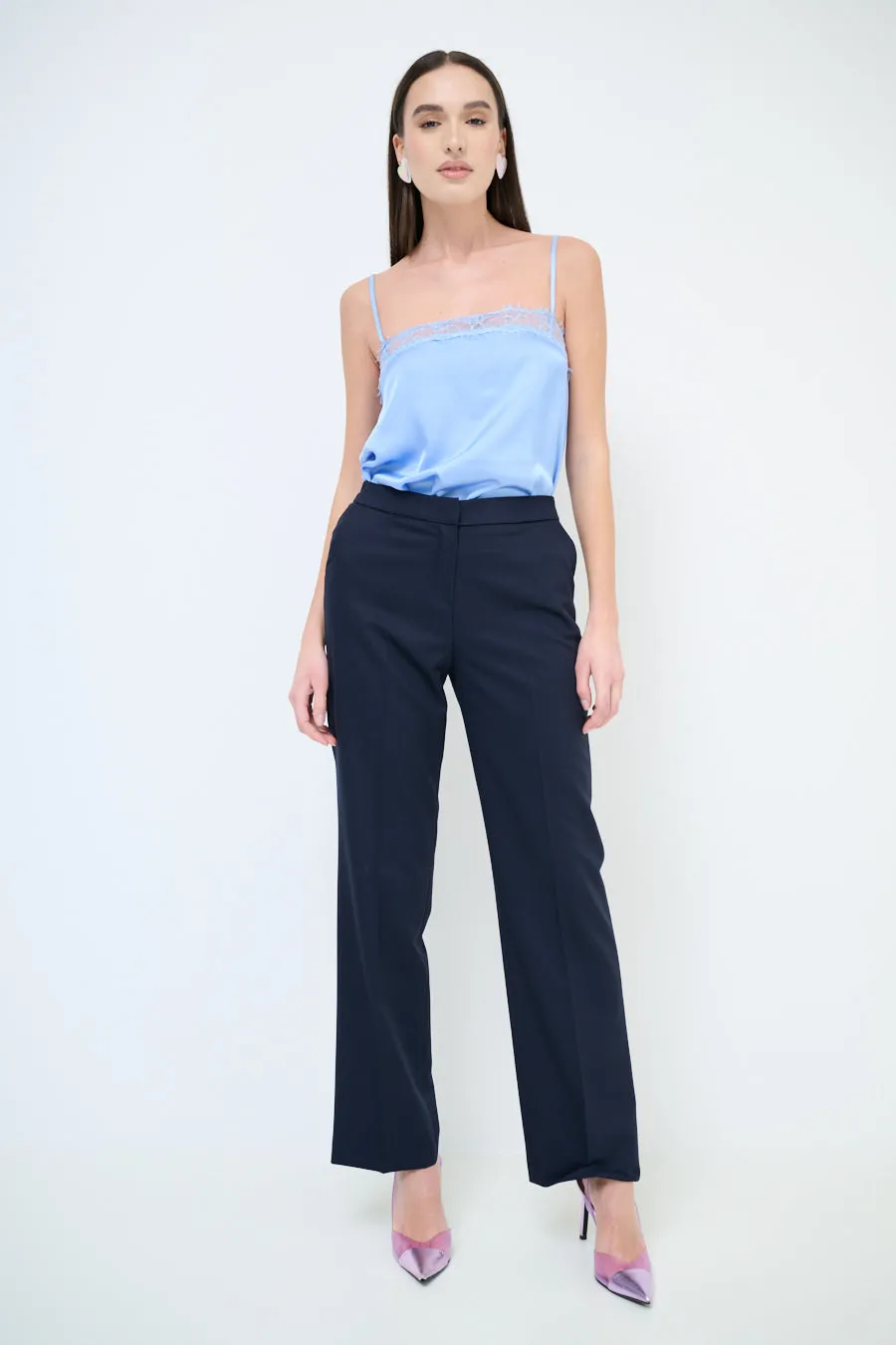 Classic straight leg tailored trousers wholesale