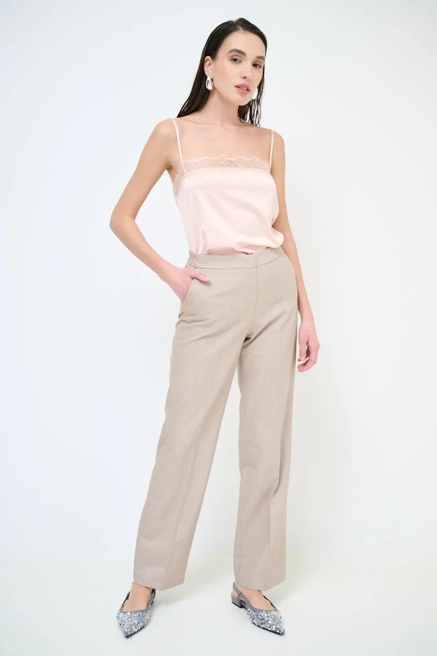 Classic straight leg tailored trousers wholesale