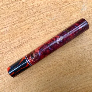 Custom Japanese Knife handle (wa handle) - Double dyed purple/red box elder with coral tide ferrule