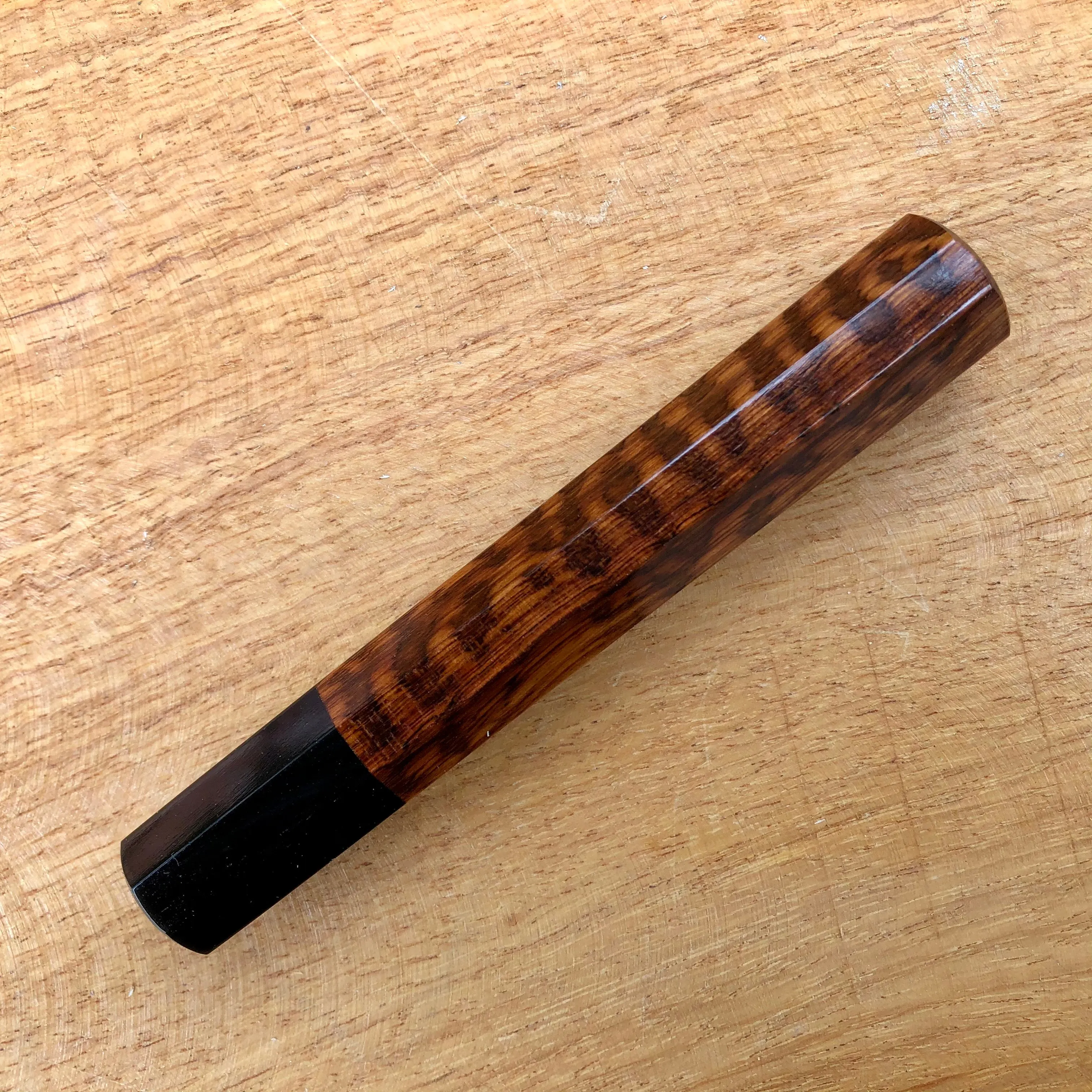 Custom Japanese Knife handle (wa handle) - Double dyed purple/red box elder with coral tide ferrule