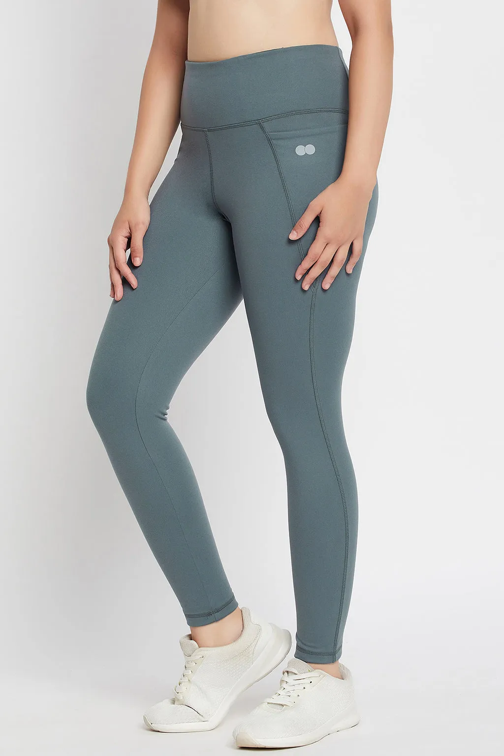 Dark Grey Poly Spandex High Rise 3-Pocket Tights