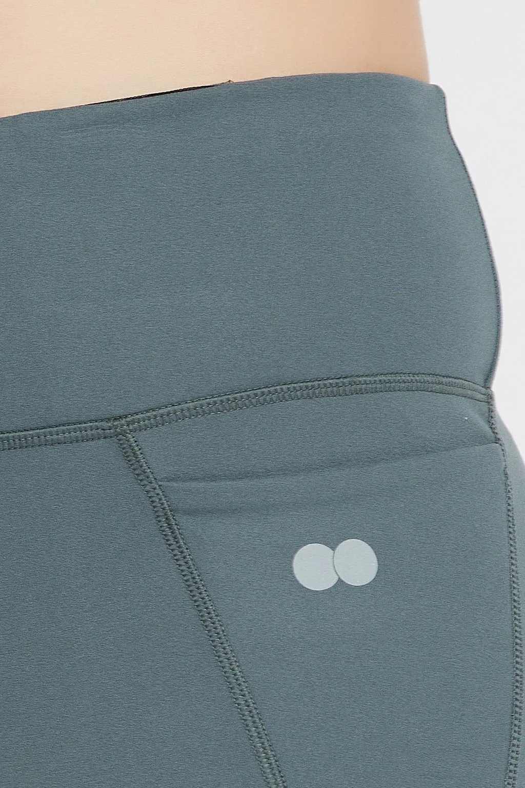 Dark Grey Poly Spandex High Rise 3-Pocket Tights
