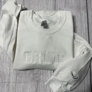 Embossed Bride Embroidered Sweatshirt, Women's Embroidered Sweatshirts