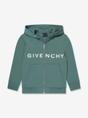 Givenchy Boys Logo Zip Up Top in Green