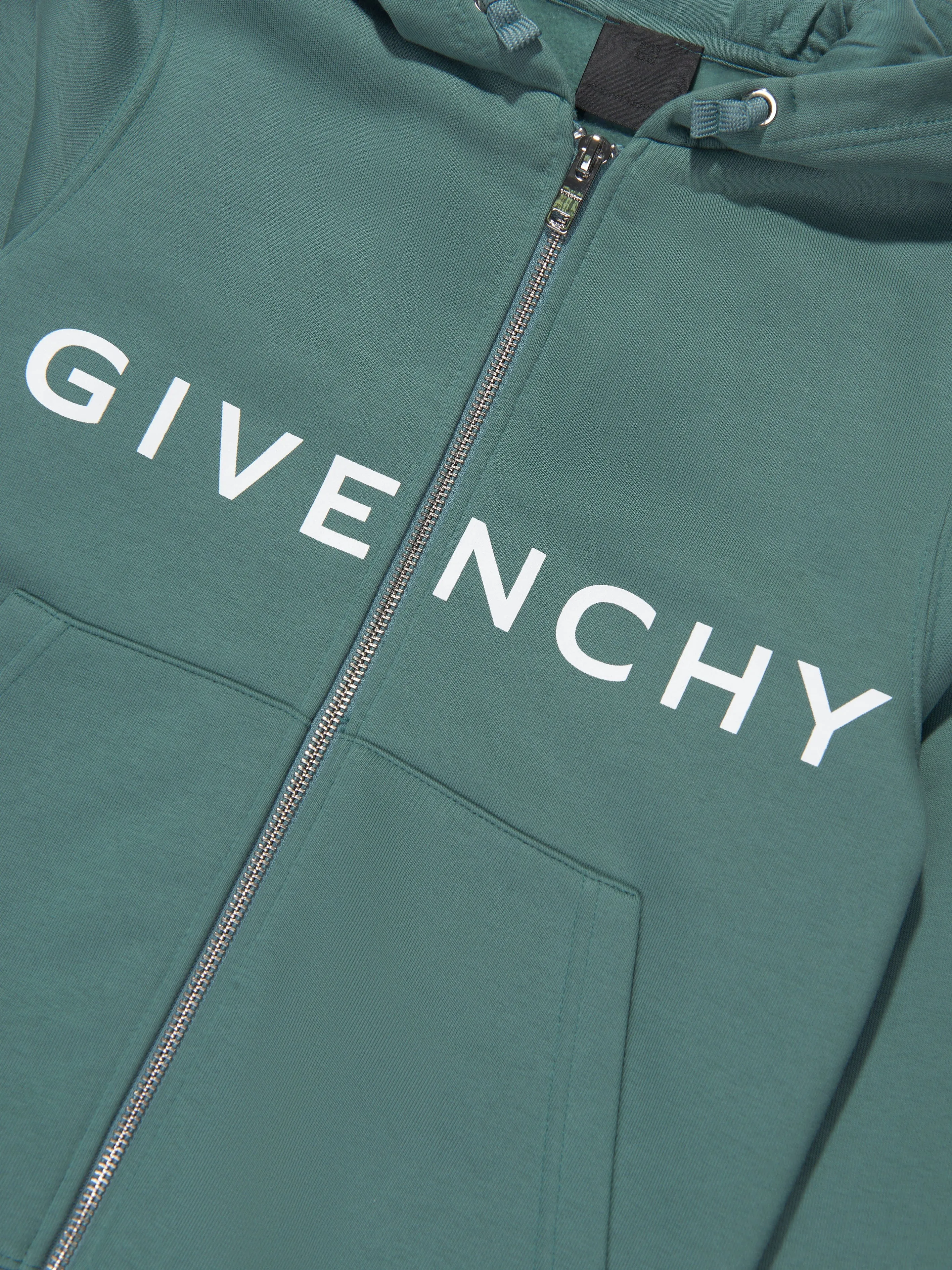 Givenchy Boys Logo Zip Up Top in Green