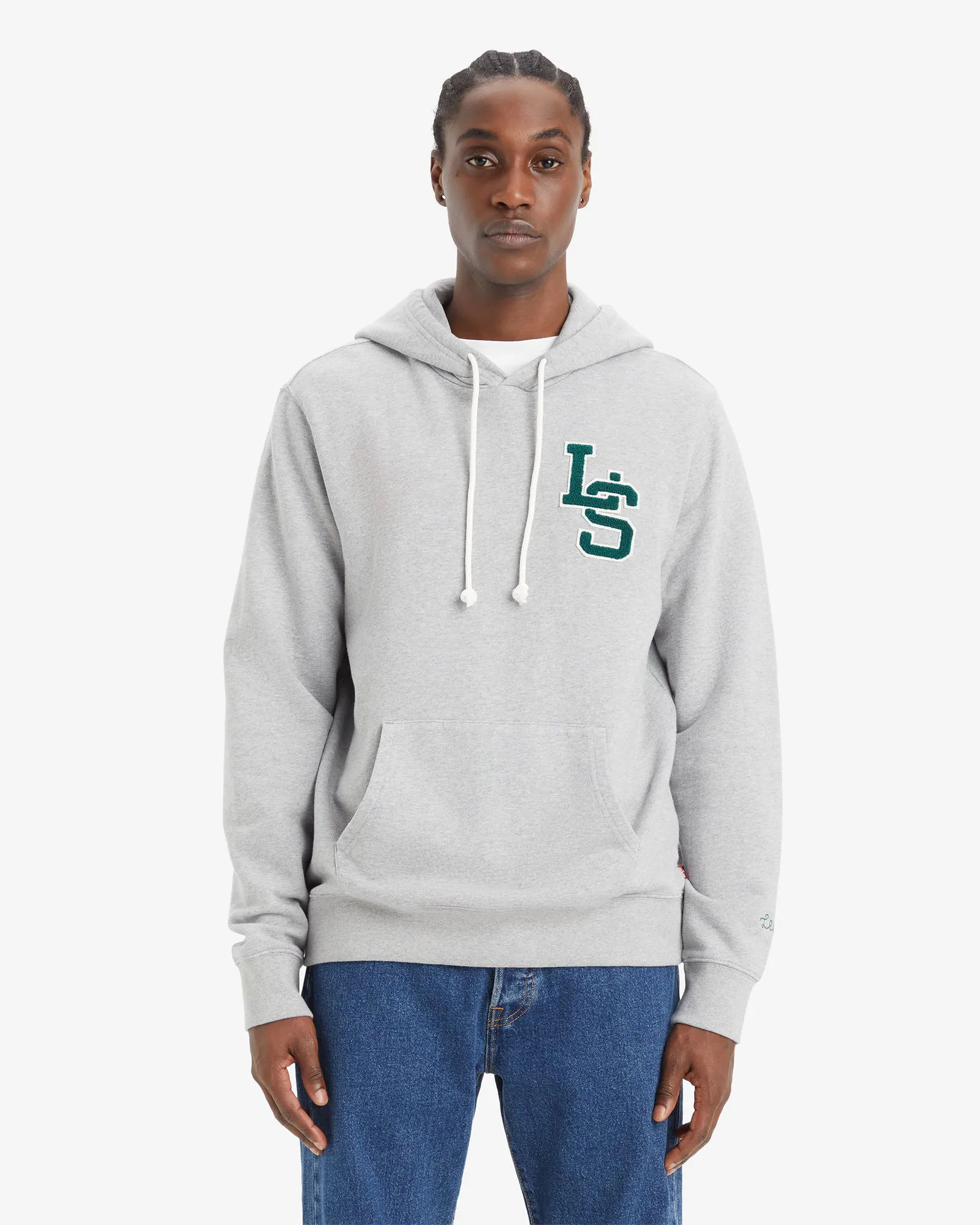 Graphic Letterman Hoodie in Heather Grey