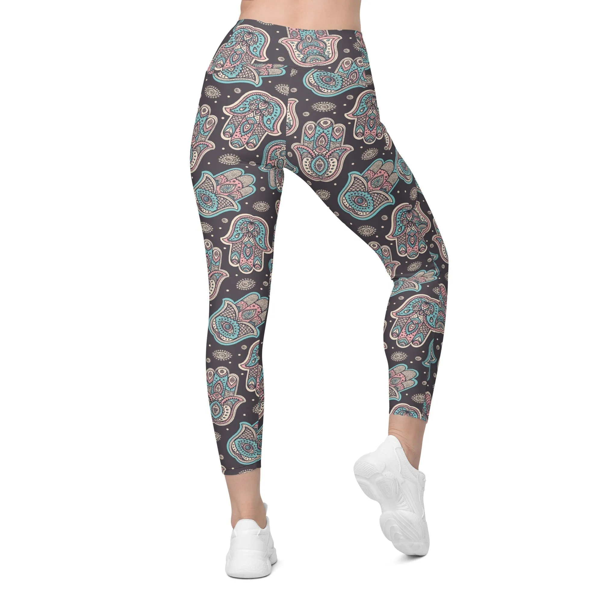 Hand Drawn Hamsa Leggings With Pockets