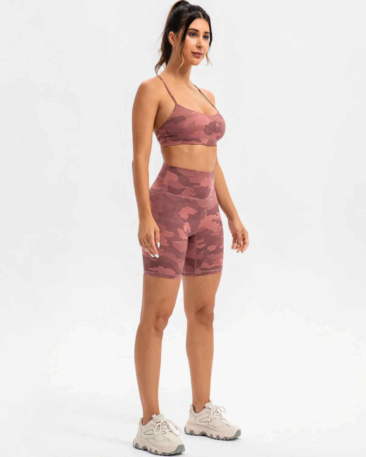 Harper Camo Y Sports Bra - Pink