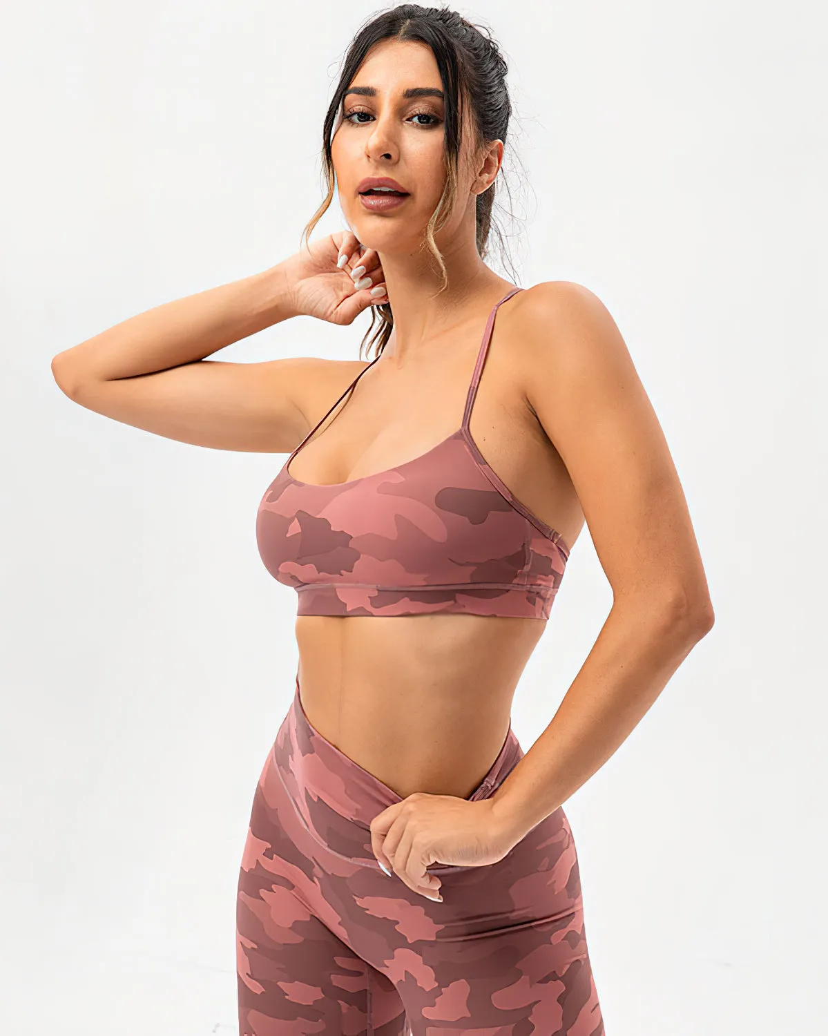 Harper Camo Y Sports Bra - Pink