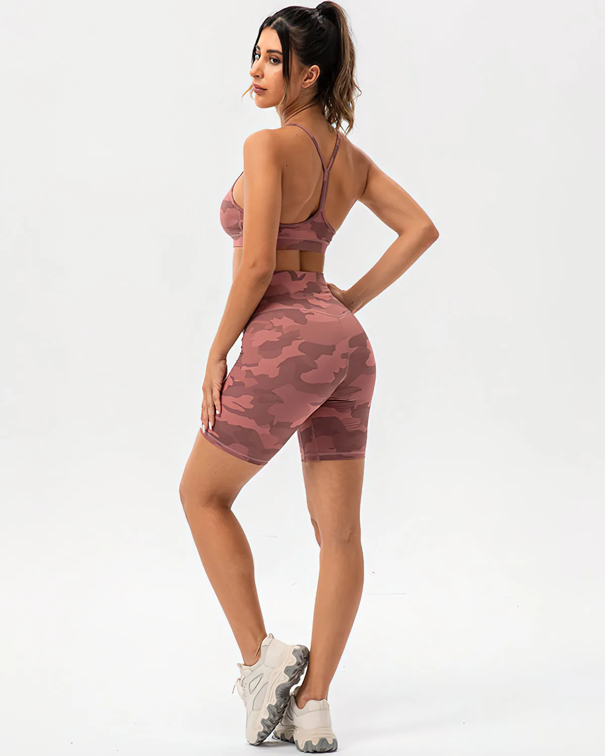 Harper Camo Y Sports Bra - Pink