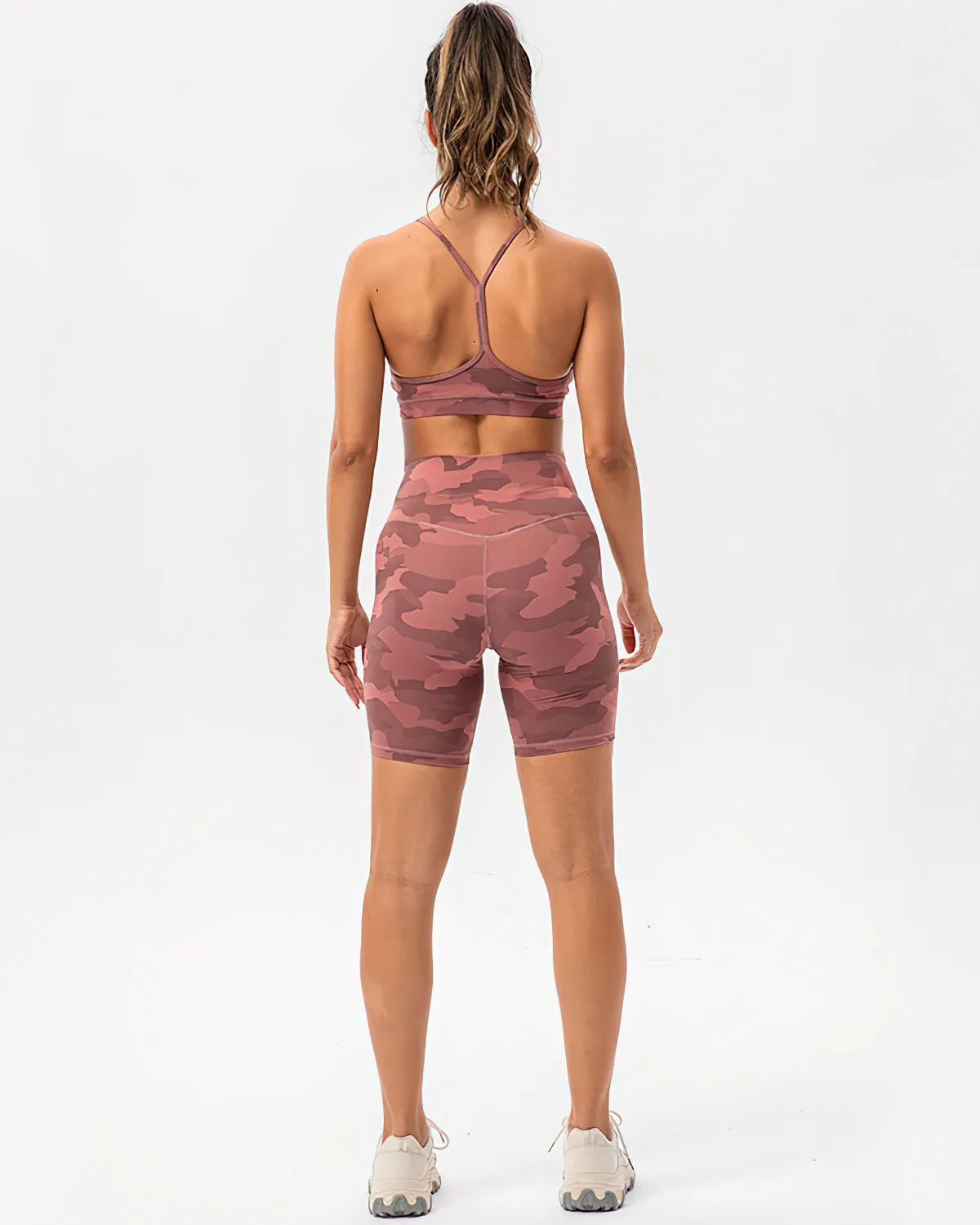 Harper Camo Y Sports Bra - Pink