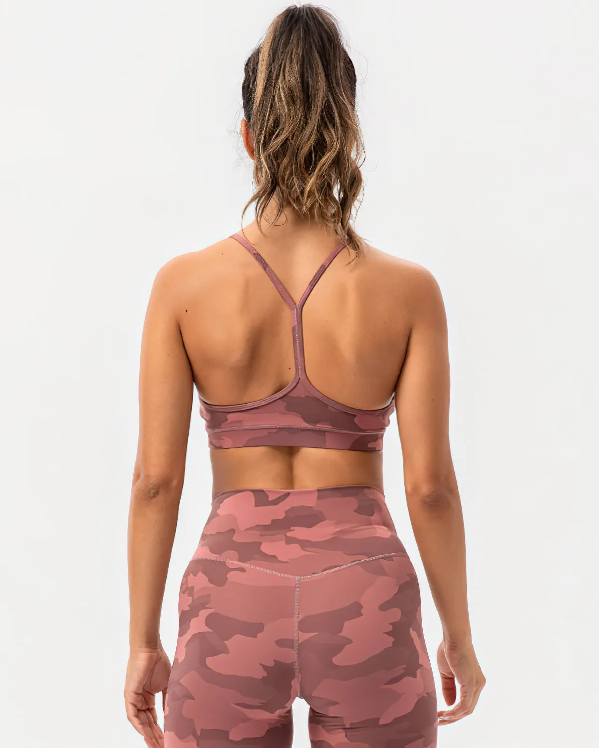 Harper Camo Y Sports Bra - Pink