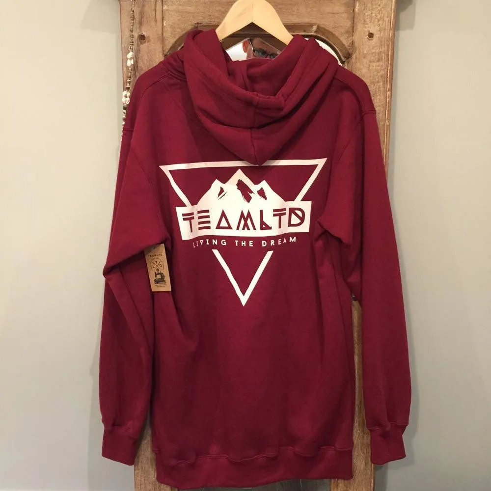 Hoodie - Team LTD - Dark Red with White logo