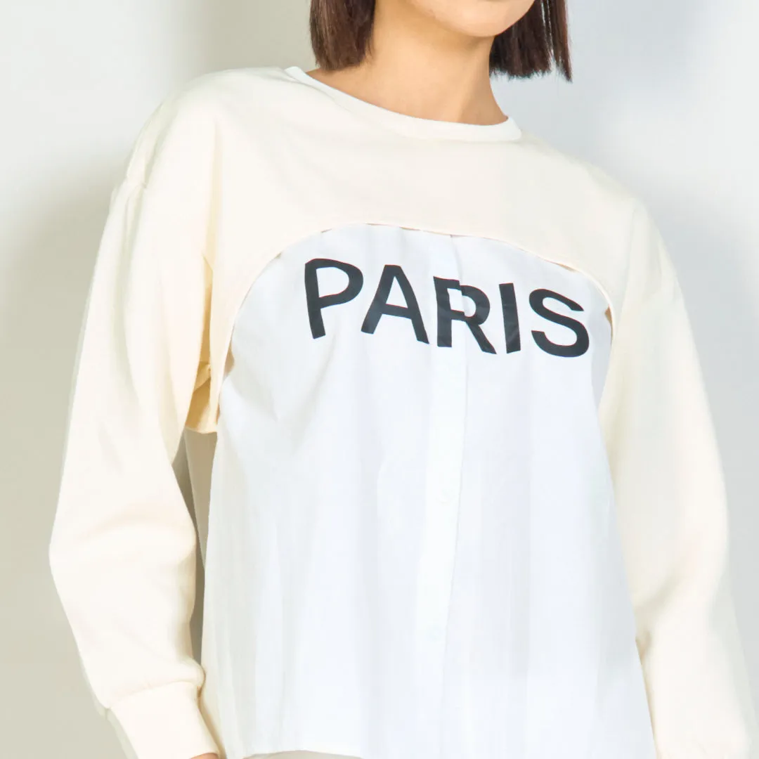 Layered "Paris" contrast sweatshirt wholesale