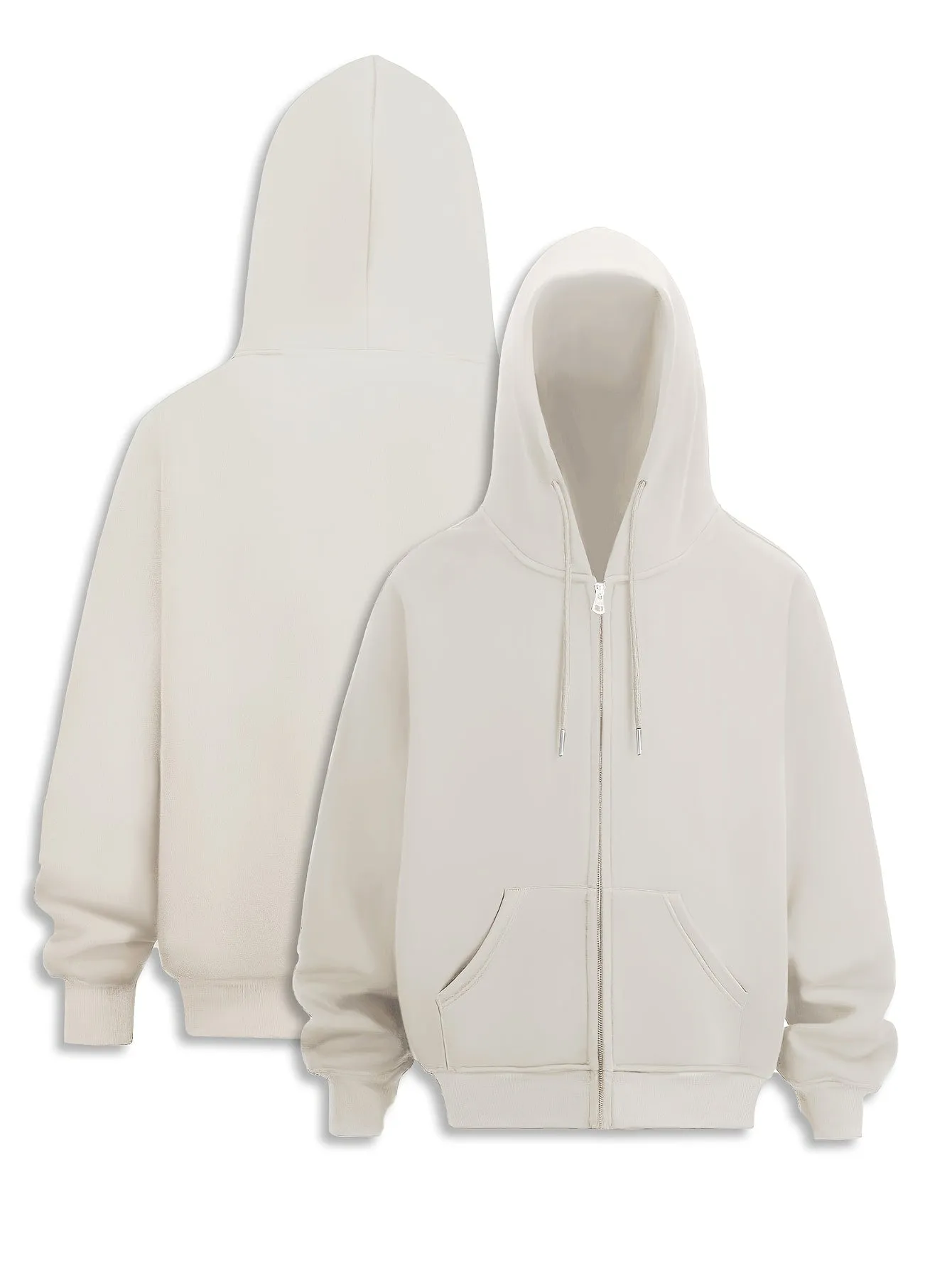 Men's Versatile Solid Color Zip-Up Hoodie - Casual