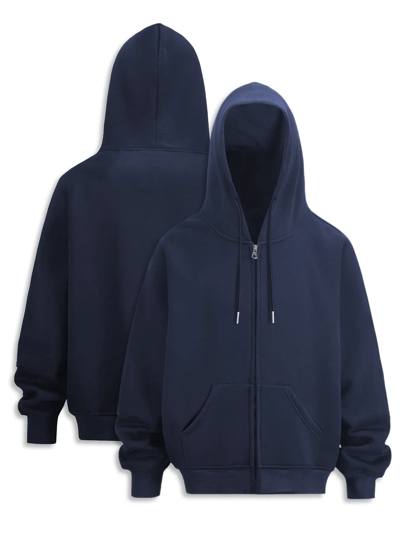 Men's Versatile Solid Color Zip-Up Hoodie - Casual