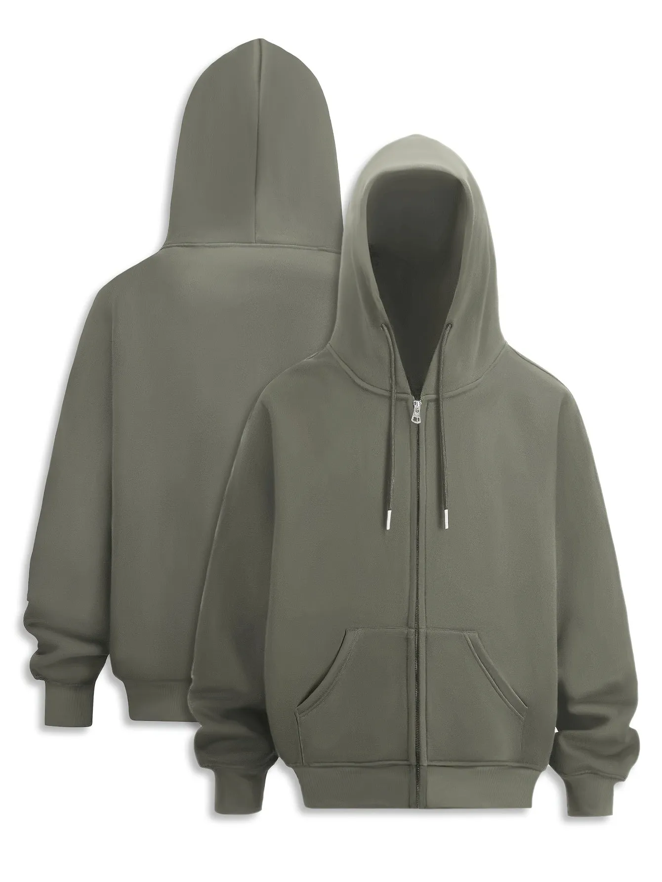 Men's Versatile Solid Color Zip-Up Hoodie - Casual