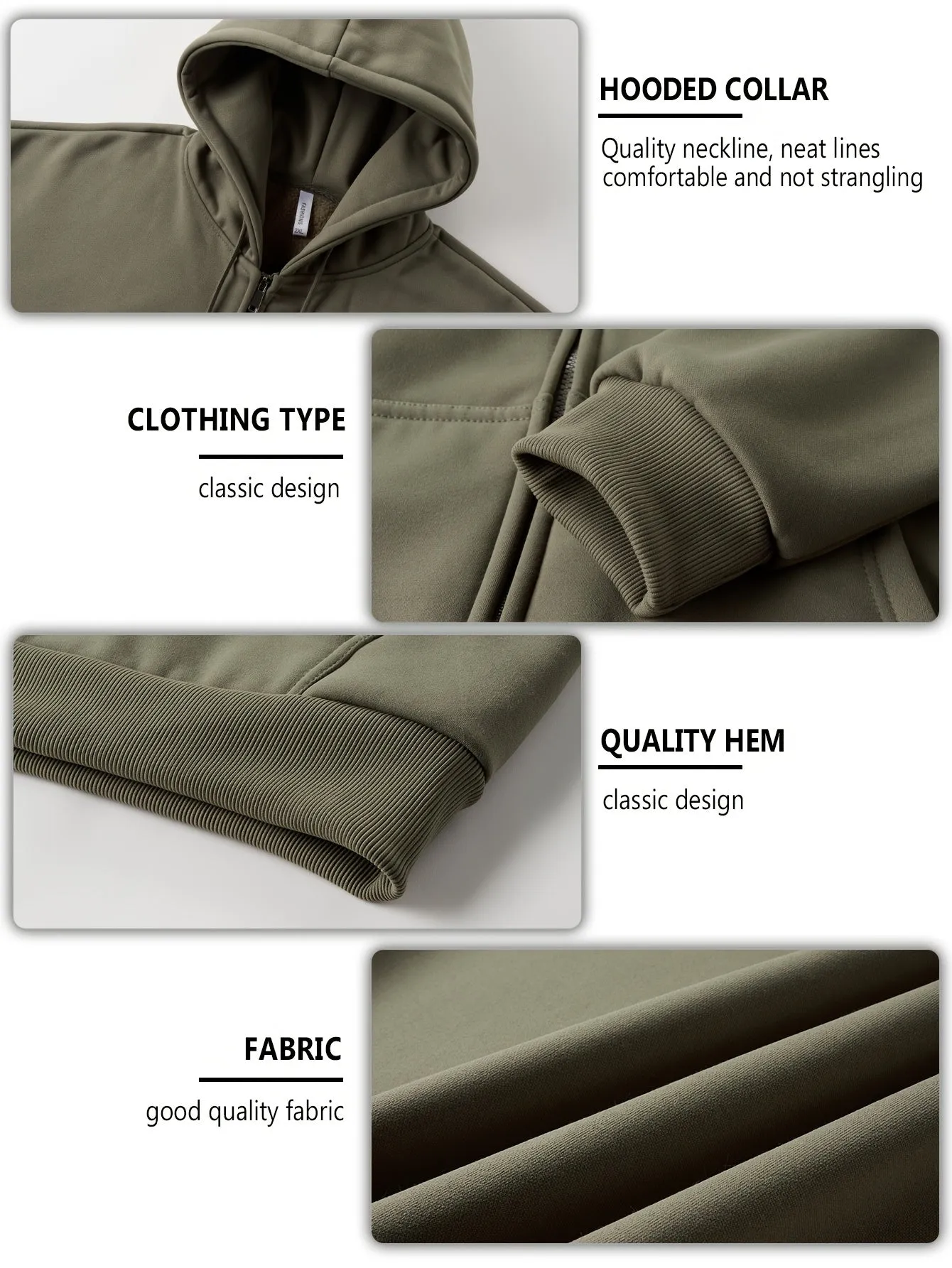 Men's Versatile Solid Color Zip-Up Hoodie - Casual