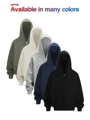 Men's Versatile Solid Color Zip-Up Hoodie - Casual