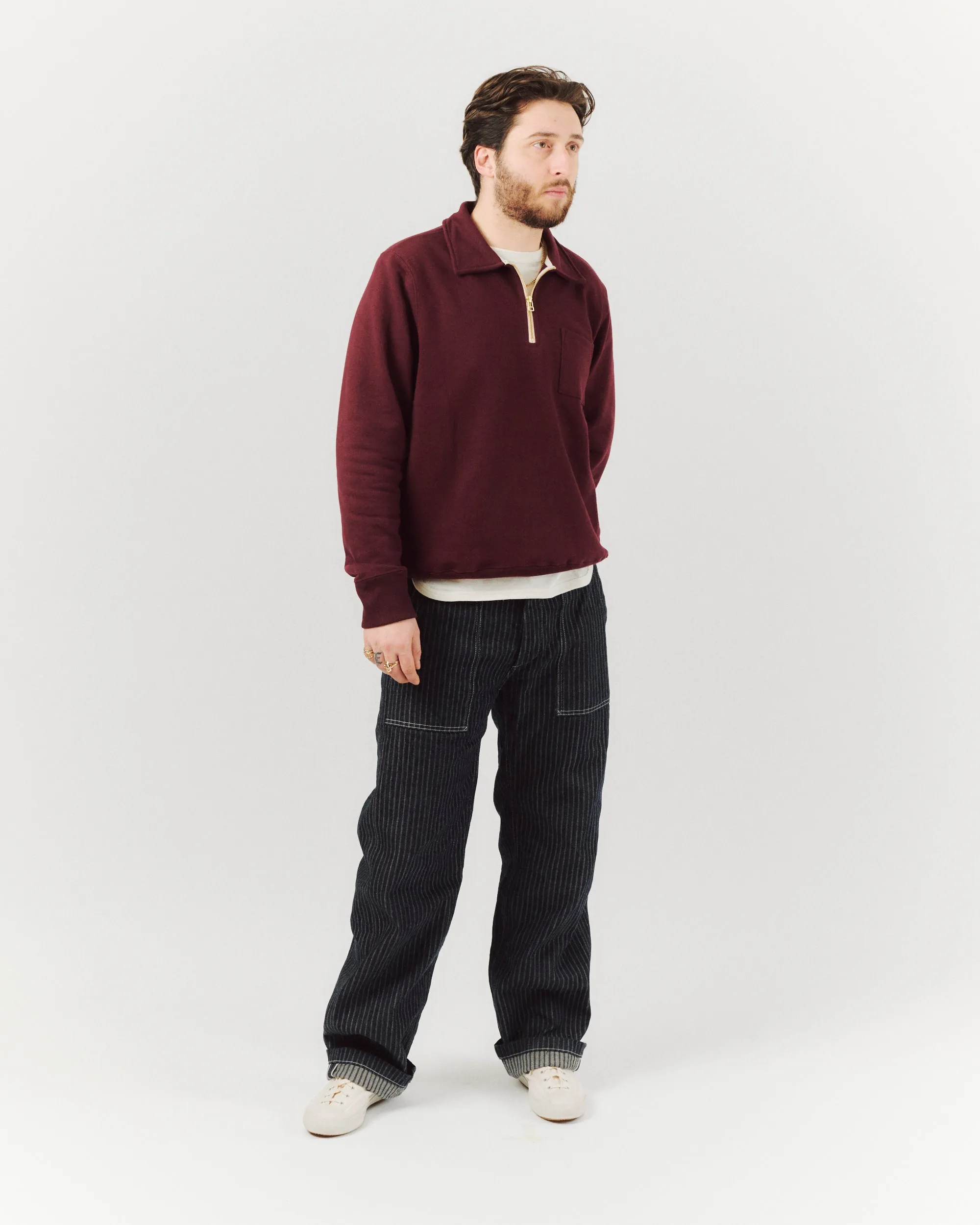 Merz b. Schwanen 342Z Half Zip Sweatshirt - Ruby Red