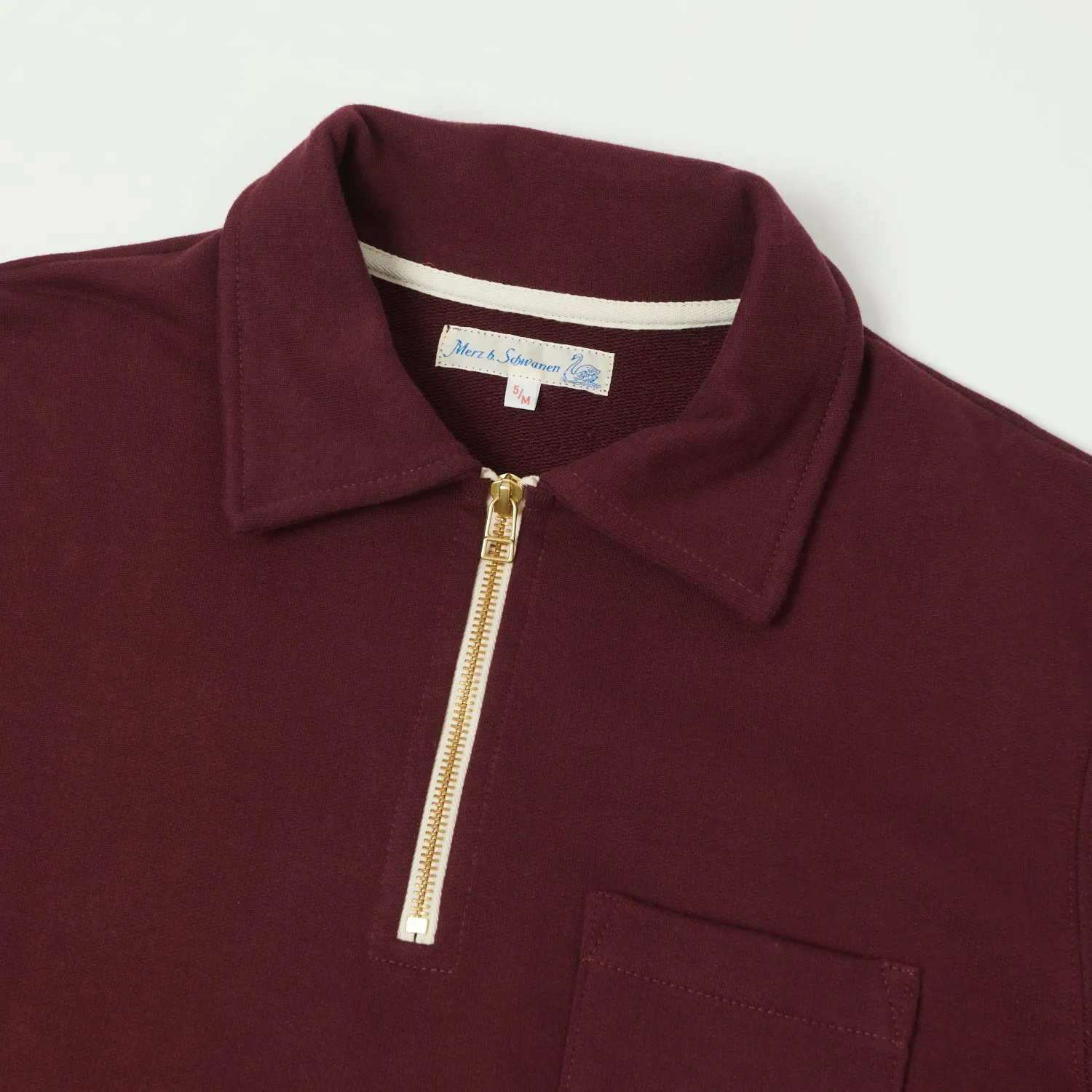 Merz b. Schwanen 342Z Half Zip Sweatshirt - Ruby Red