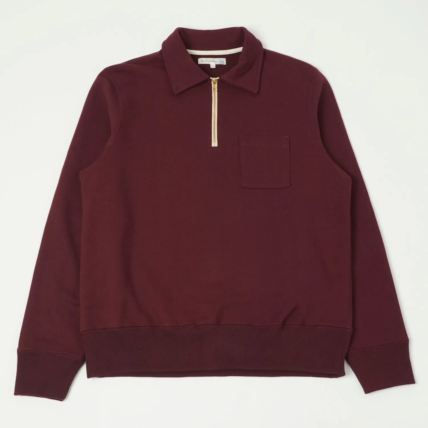 Merz b. Schwanen 342Z Half Zip Sweatshirt - Ruby Red