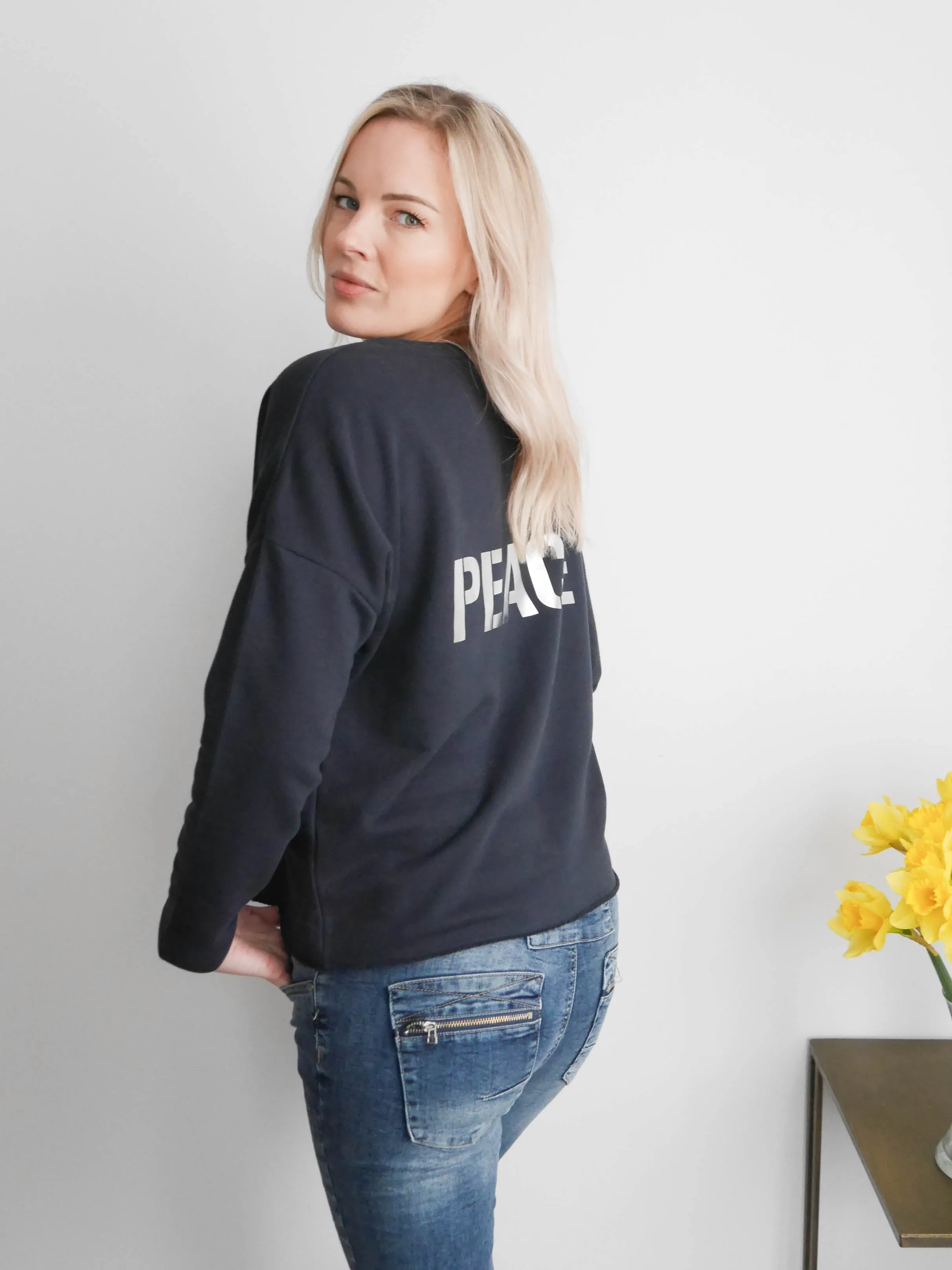 Navy Metallic 'Peace'