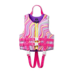New - Speedo Kids' PFD Life Jacket Vest for Girls 33-55 lbs Anti-Microbial, Pink Swirl