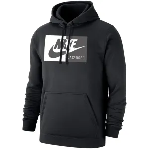 Nike Club Fleece Rectangle Logo Black Pullover Men's Lacrosse Hoodie
