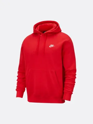 Nike - Men - Club Pullover Hoodie - University Red/White