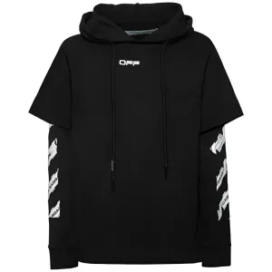 OFF-WHITE Airport Tape Double Layered Hoodie Black