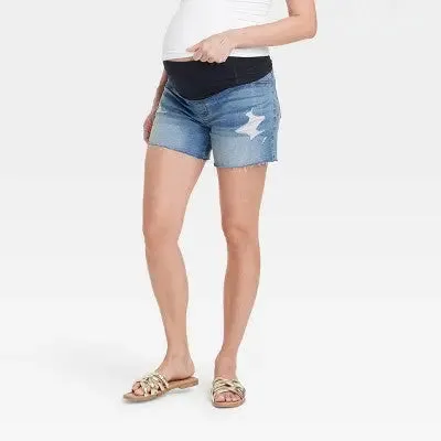Over Belly Maternity Jean Shorts - Isabel Maternity by Ingrid & Isabel