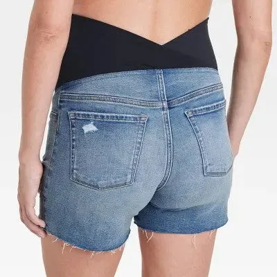Over Belly Maternity Jean Shorts - Isabel Maternity by Ingrid & Isabel