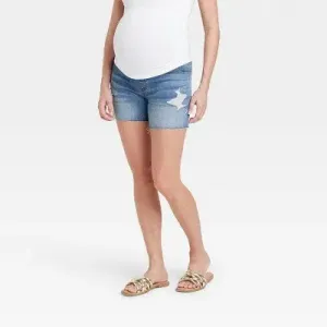 Over Belly Maternity Jean Shorts - Isabel Maternity by Ingrid & Isabel