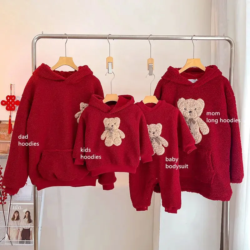 Red Rose Fuzzy Fleece Hoodies for Kid Girls