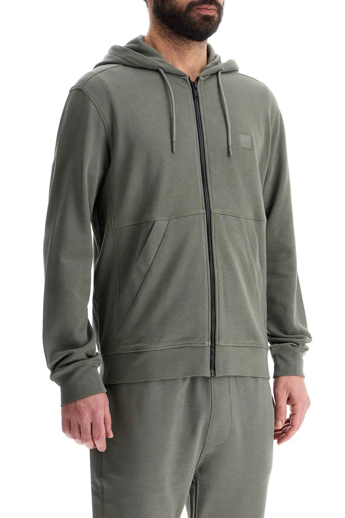 REGULAR FIT GRAY ZIP-UP HOODIE