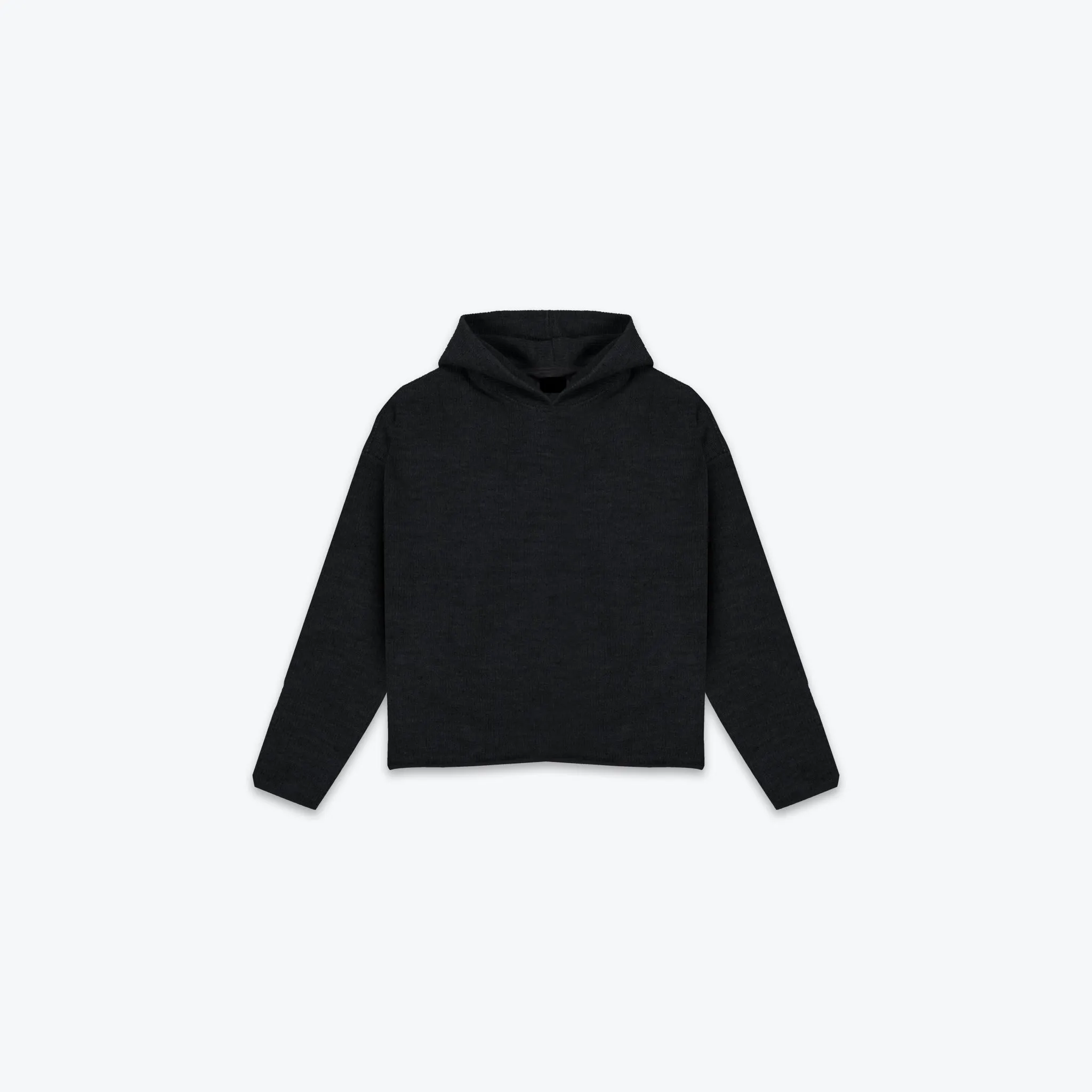 RIB KNIT HOODIE - CLASSIC BLACK